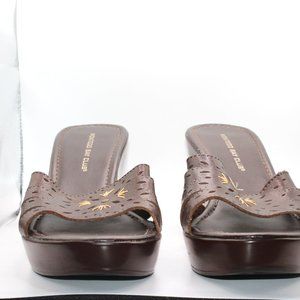 DARK BROWN WEDGE SANDALS SIZE 10